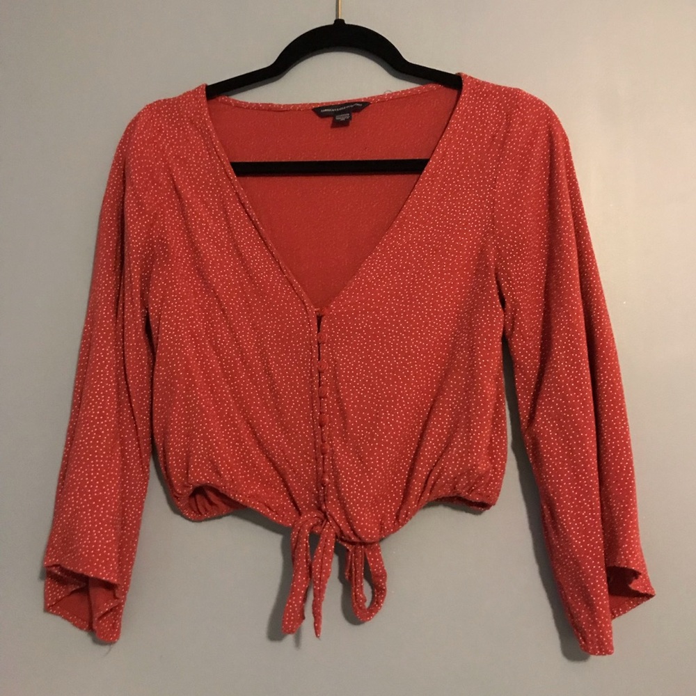 Red polka dot crop top